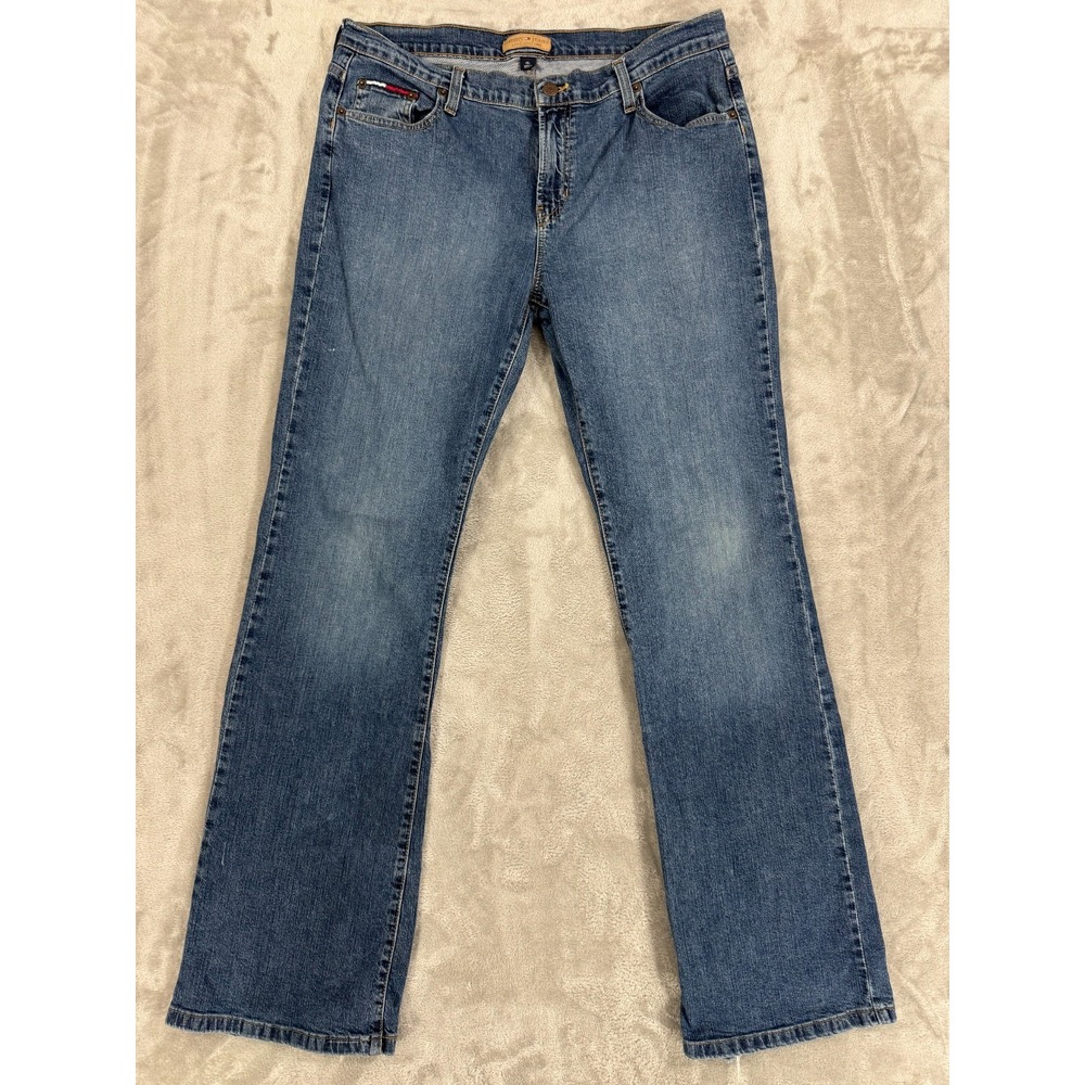 Tommy Jeans Womens‎ 15L Blue Bootcut Flare Stretch VTG Y2K Mid Rise Medium Wash